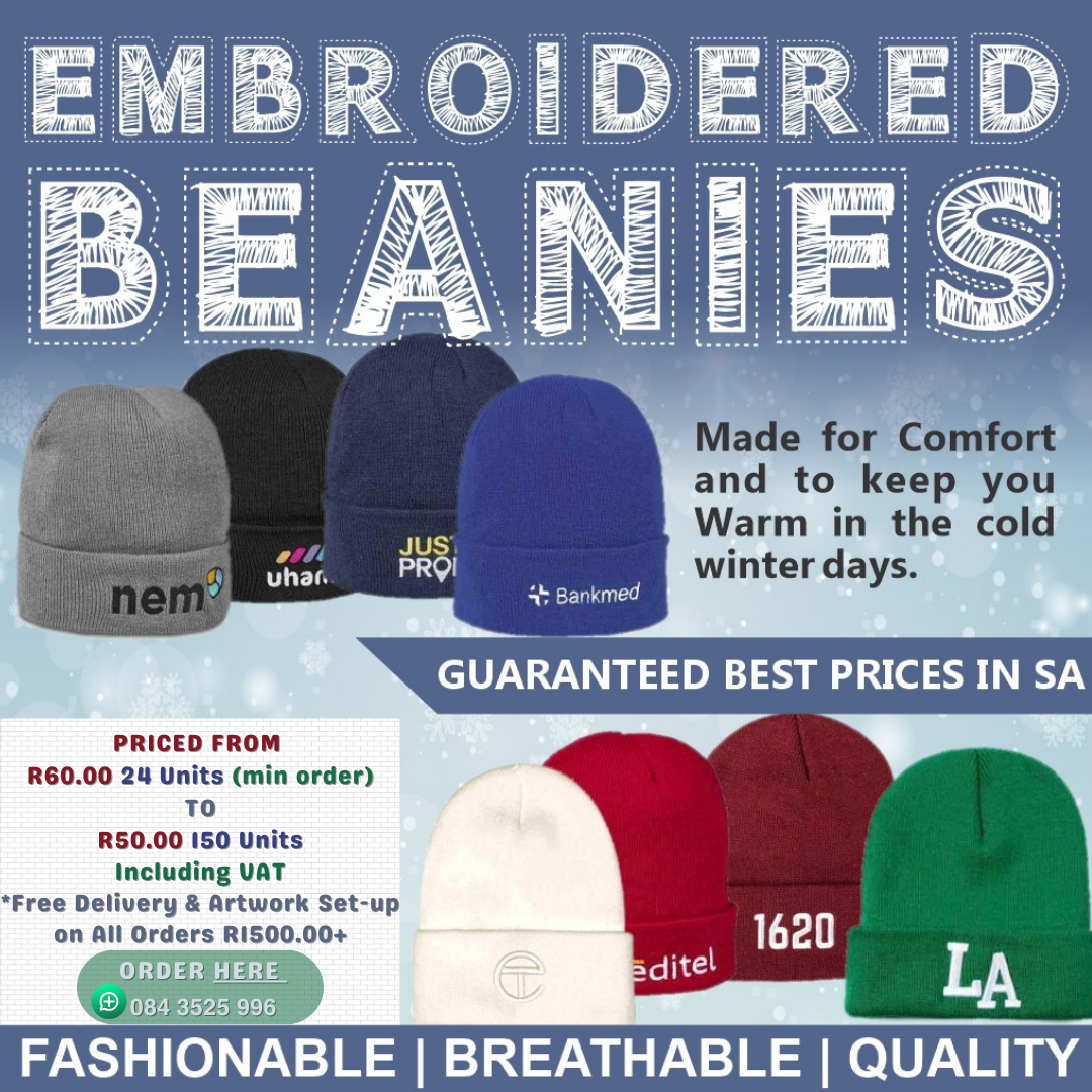 Acrylic Wool Beanie 8 Colours with Embroidery